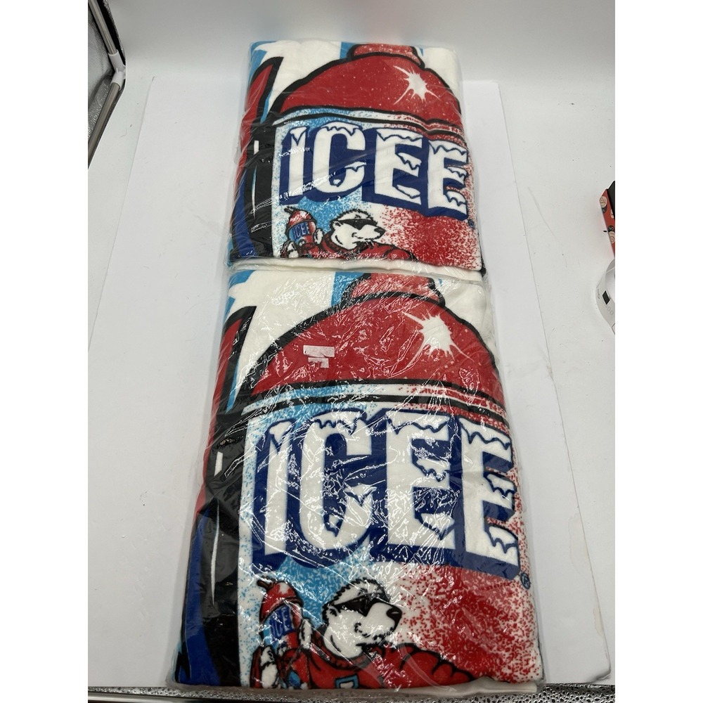 Vintage ICEE Polar Bear Beach Towels Lot of 2 McArthur NOS Sealed 100% Cotton